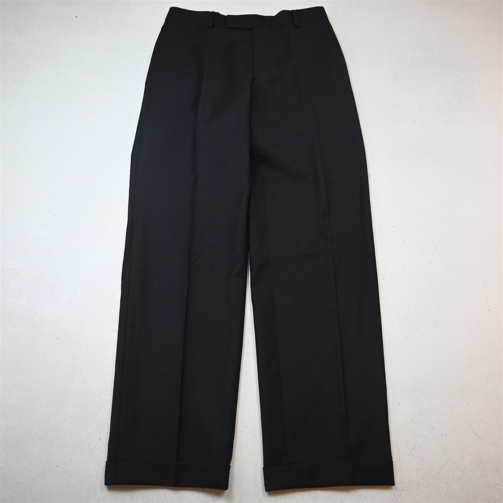 Hugo Boss 29x32 Black Sharkskin 100% Wool Paolini/Movio US Cuffed Dress Pants